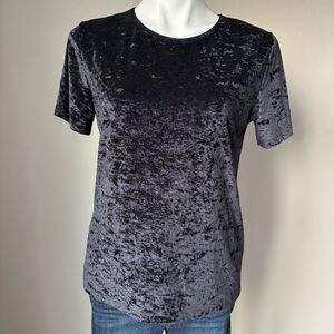 Vince Crushed Black Velvet Crewneck Short Sleeve  Tee Women’s Size Large